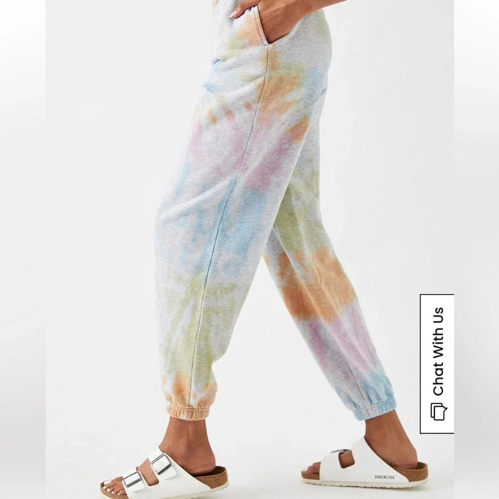 PACSUN PAC SUN Trippy Tie Dye Rainbow Sweat Pants Sweatpants | XS | Gray - Picture 7 of 8